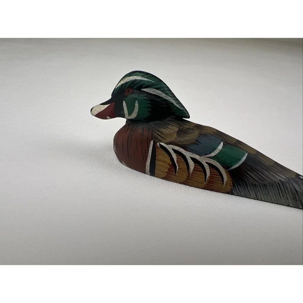 Vintage Wood Duck Letter Opener Hand Carved And Hand Painted 8.5 in